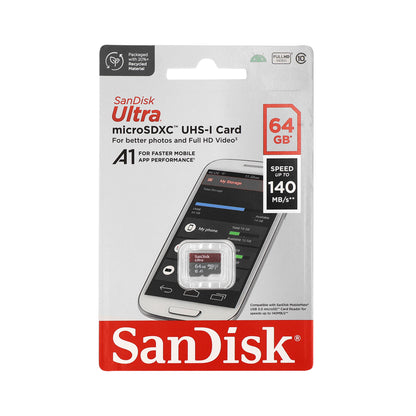 3x Sandisk Ultra microSD 64 GB 140MB/s Memory Card