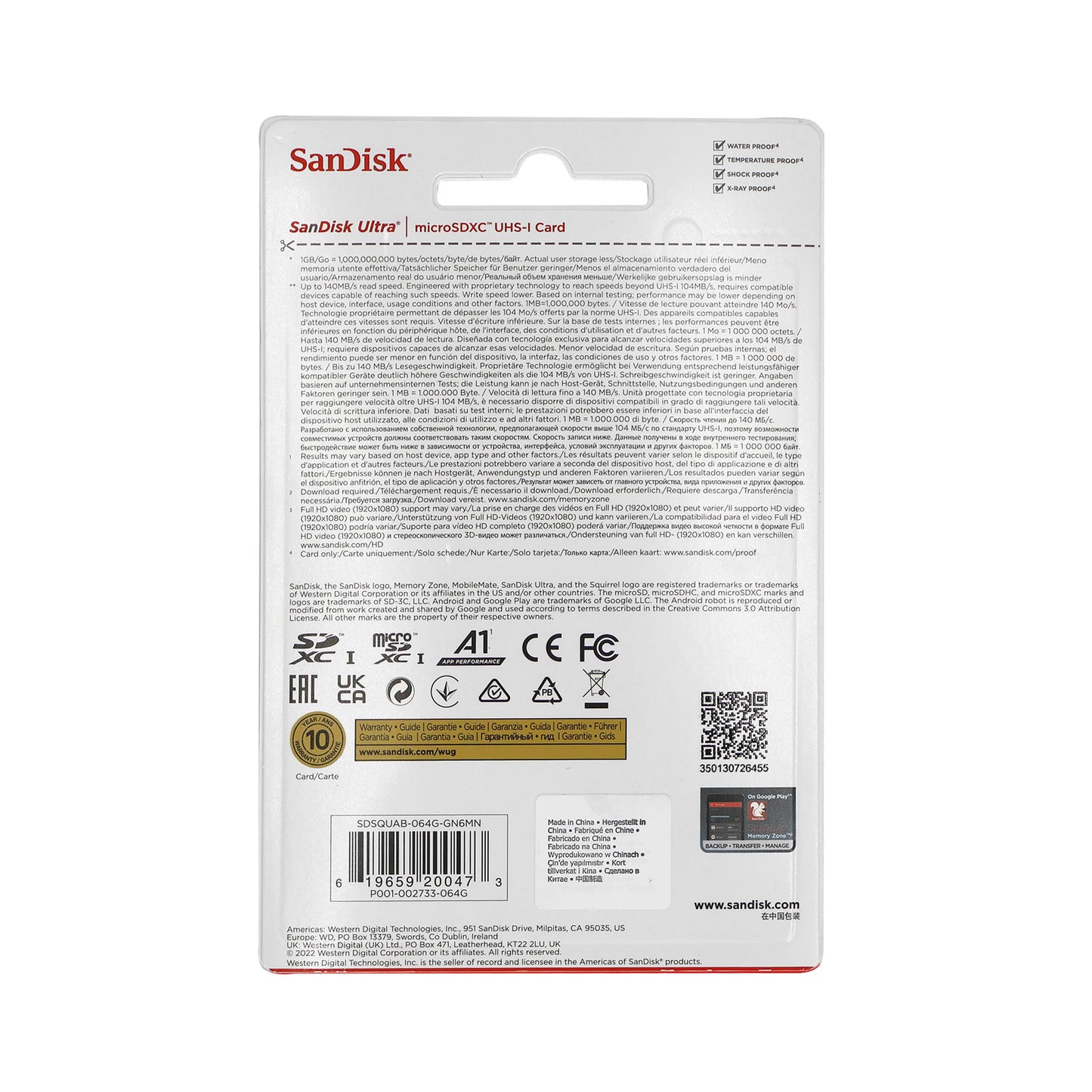 3x Sandisk Ultra microSD 64 GB 140MB/s Memory Card