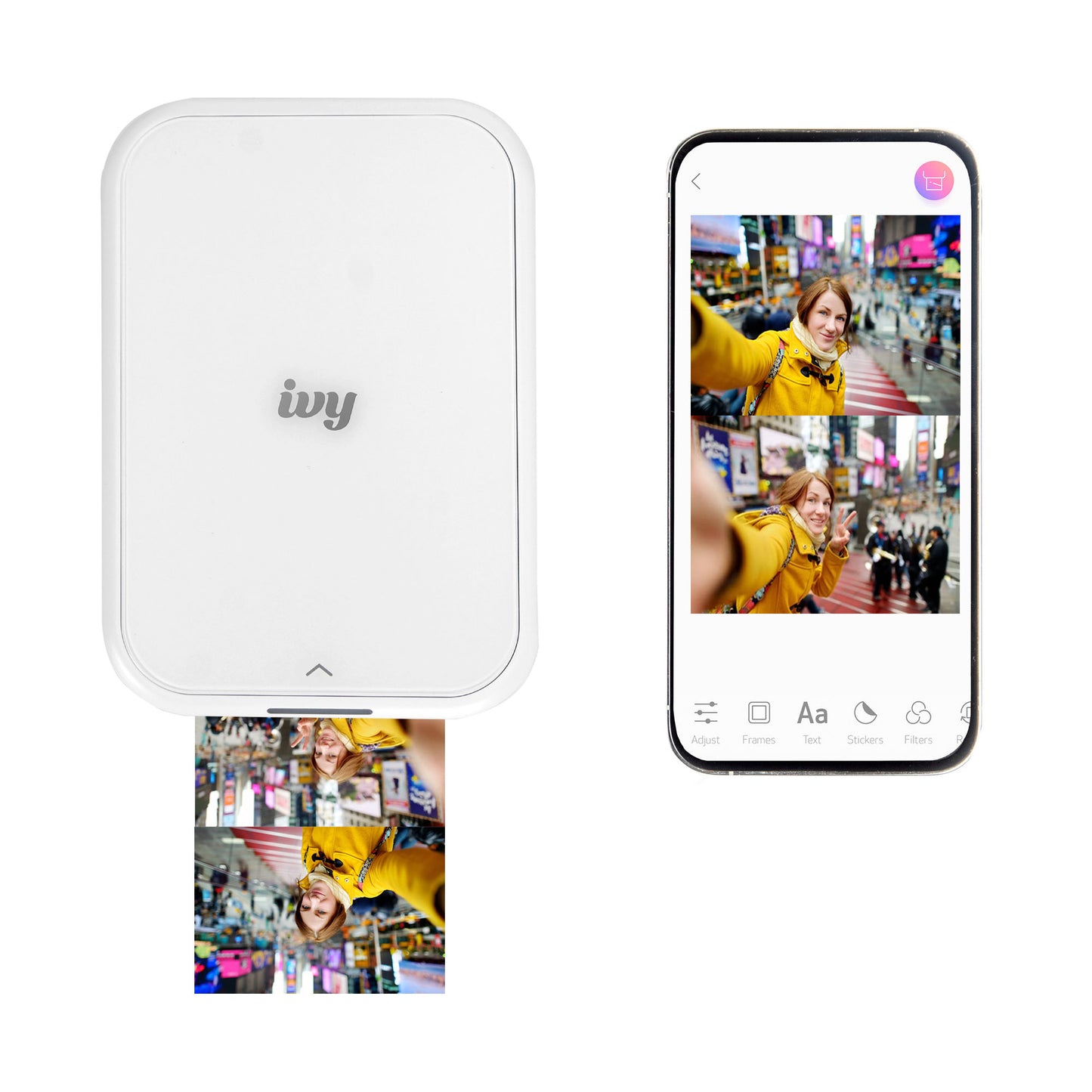 Canon IVY 2 Mini Photo Printer (Pure White) + Canon 2 x 3" ZINK Photo Paper Pack (50 Sheets)