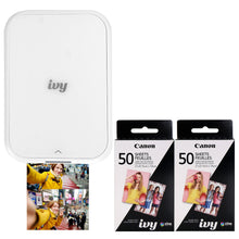 Canon IVY 2 Mini Photo Printer (Pure White) with 2 Pack 2 x 3" ZINK Photo Paper Pack (50 Sheets)