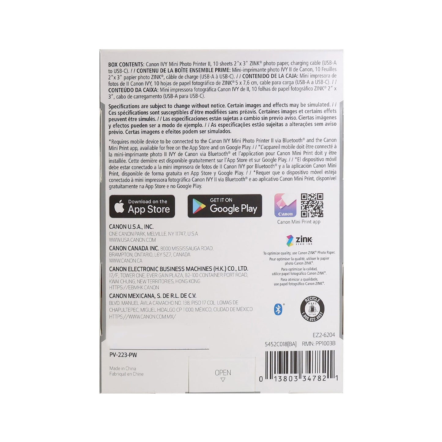 Canon IVY 2 Mini Photo Printer (Pure White) + 2x Canon 2 x 3" ZINK Photo Paper Pack (50 Sheets)