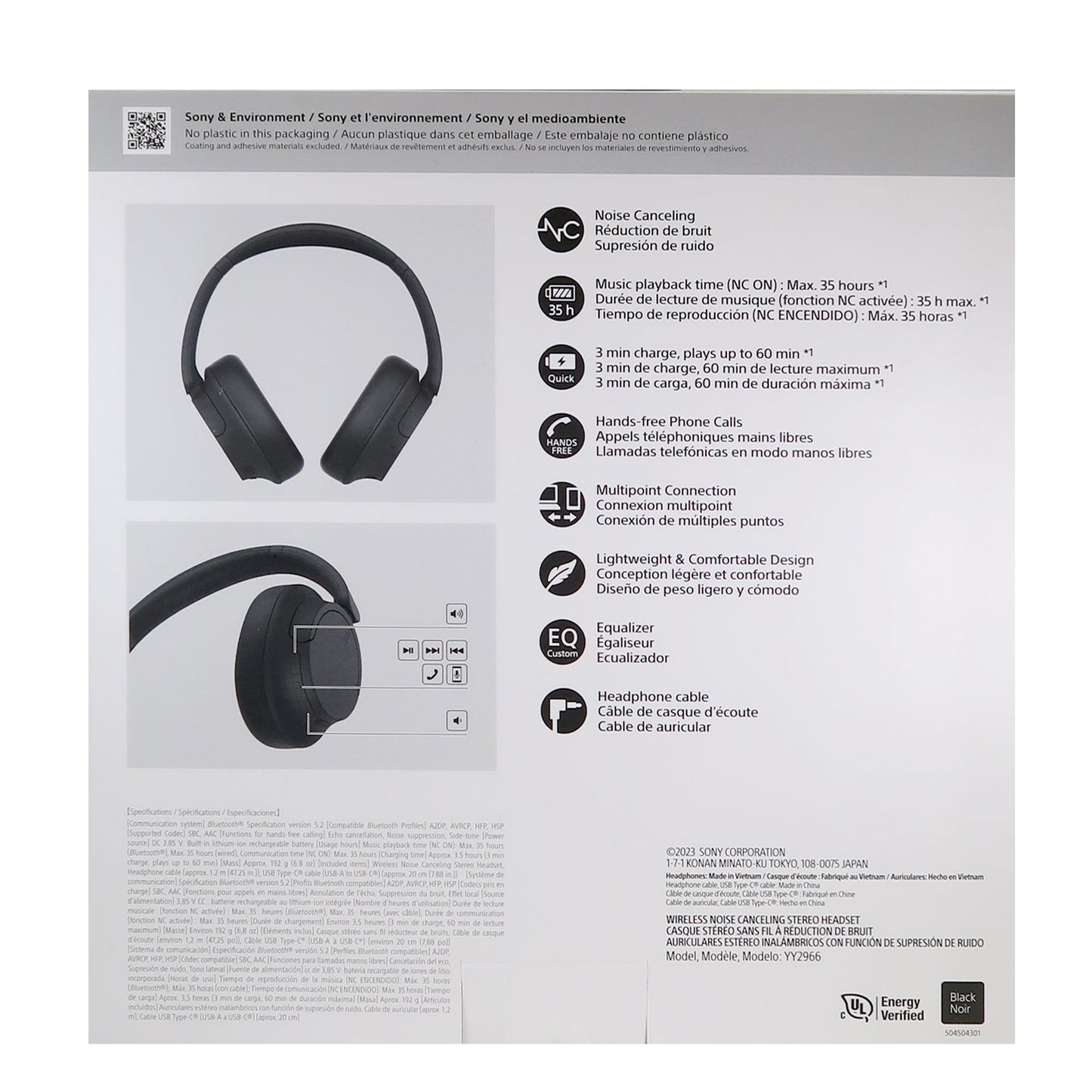 SONY WHCH720N/B Headphones Refurbished Black