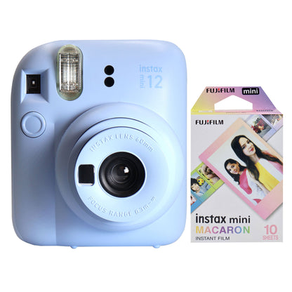 FUJIFILM INSTAX MINI 12 Instant Film Camera (Pastel Blue) + FUJIFILM Instax Mini Instant Film (Macaron, 10 Exposures)