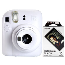 FUJIFILM INSTAX MINI 12 Instant Film Camera (Clay White) with Instax Mini Instant Film (Black, 10 Exp)