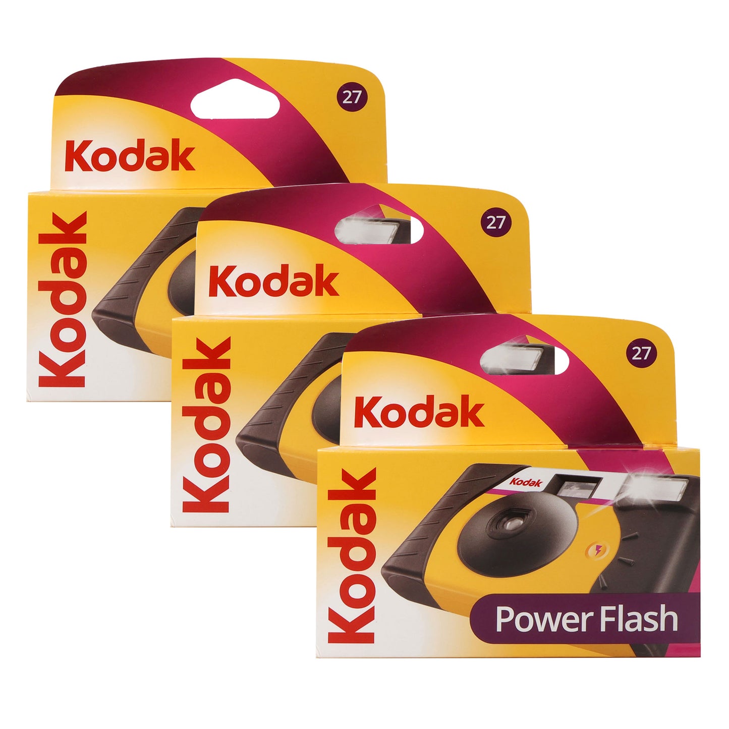 3x Kodak 35mm Disposable 800 Camera with Power Flash (27 Exposures)