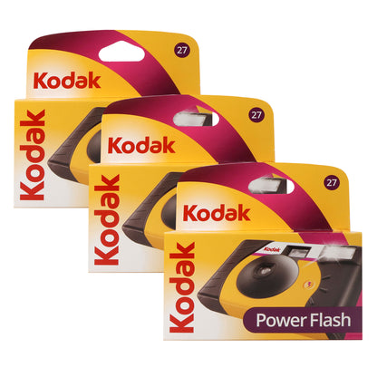 3x Kodak 35mm Disposable 800 Camera with Power Flash (27 Exposures)