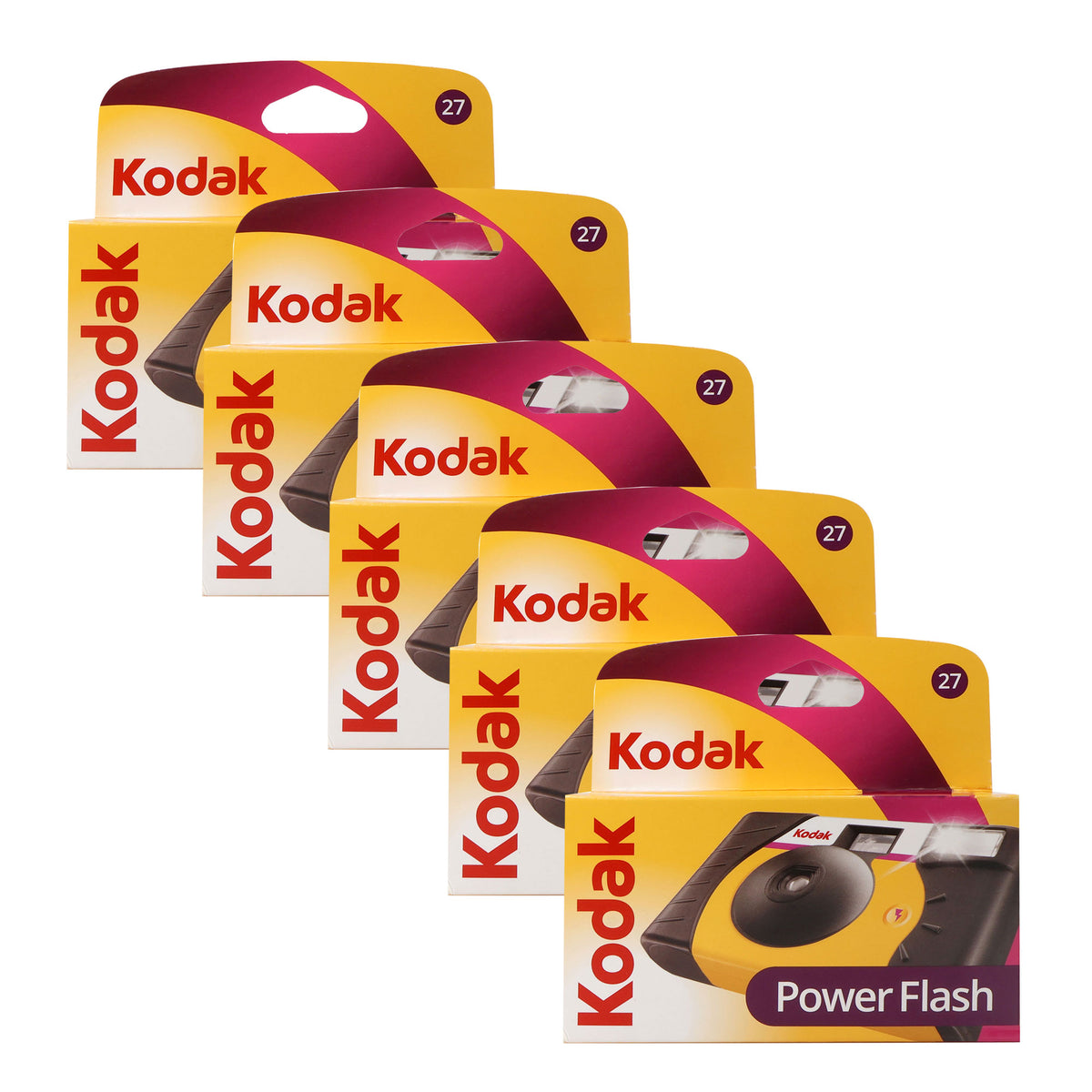 5x Kodak 35mm Disposable 800 Camera with Power Flash (27 Exposures)