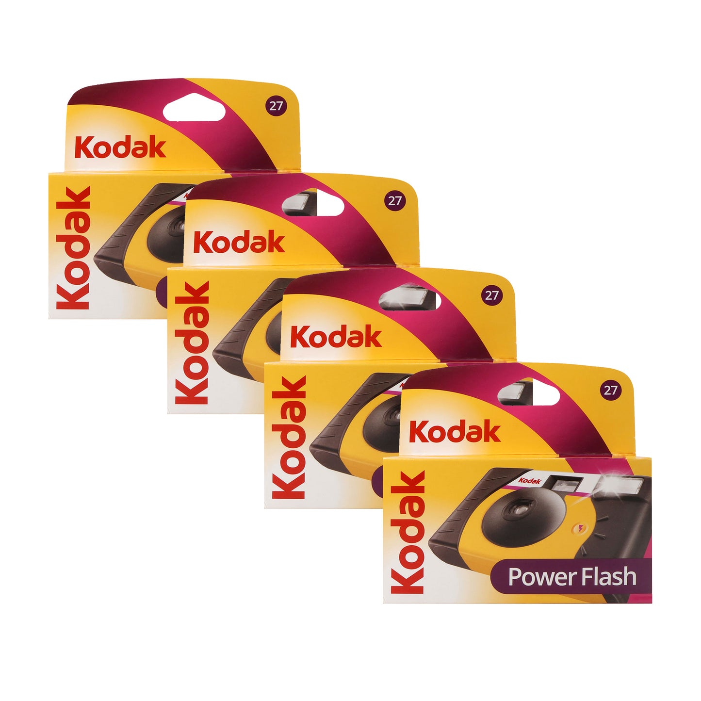 4x Kodak 35mm Disposable 800 Camera with Power Flash (27 Exposures)