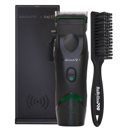 BaBylissPRO x Tomb45 Wireless-Charging Hair Clipper for Men + BaByliss Pro X Tomb45 Clipper / Trimmer Wireless Charging Mat #FXT45MAT + BaByliss Pro Fade Brush - Black
