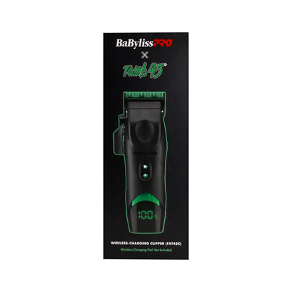 BaBylissPRO x Tomb45 Wireless-Charging Hair Clipper for Men + BaByliss Pro X Tomb45 Clipper / Trimmer Wireless Charging Mat #FXT45MAT + BaByliss Pro Fade Brush - Black