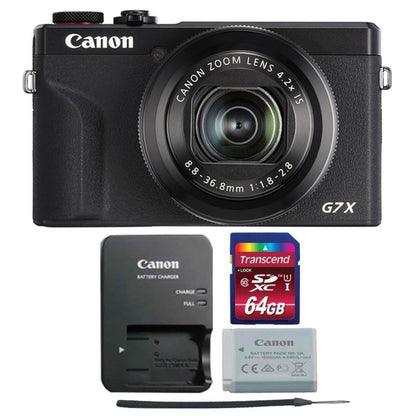 Canon Powershot G7X Mark III (Black) with SanDisk 64GB Ultra SDXC UHS I Memory Card