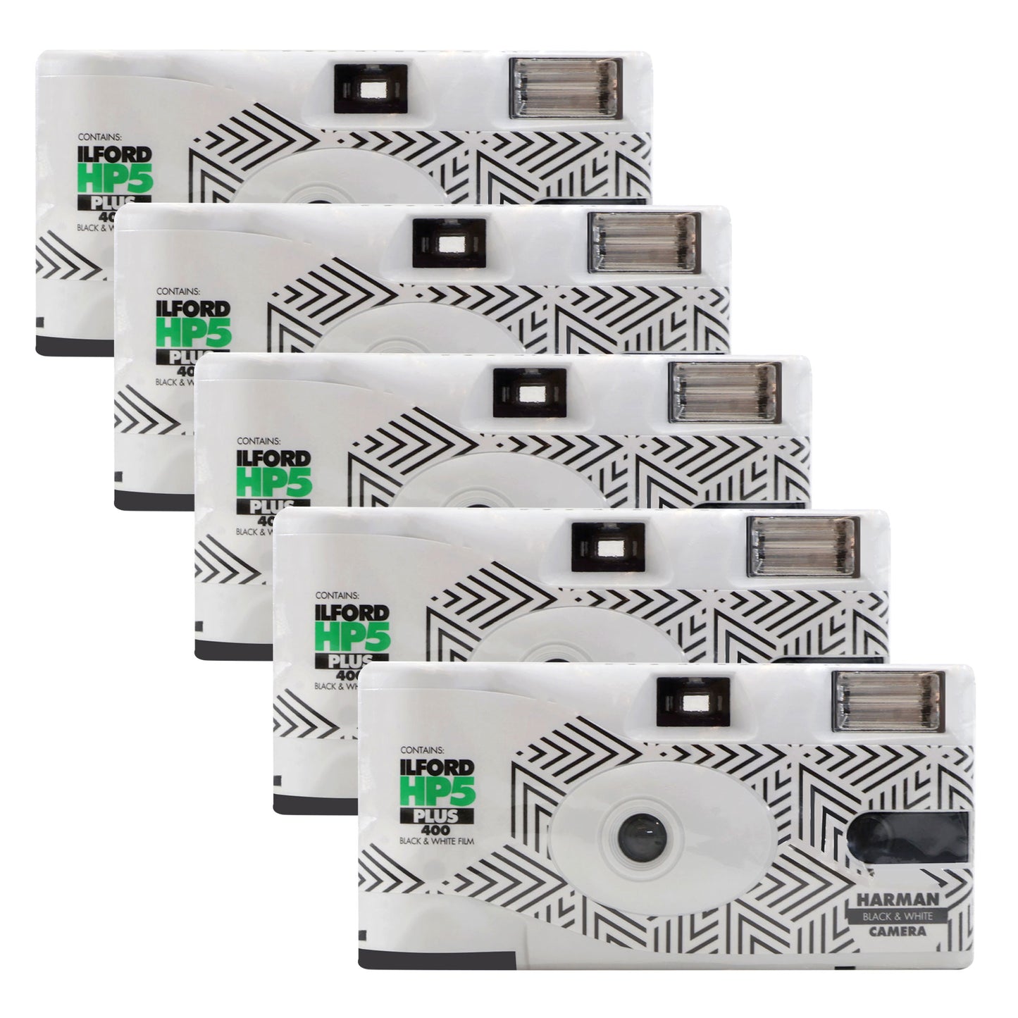 5x Ilford HP5 Plus Black & White Single-Use Film Camera (35mm Roll Film, 27 Exposures)