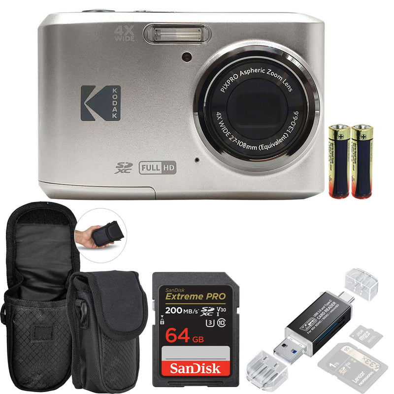 Kodak Pixpro FZ45 Portable 16MP Digital Camera (Silver) All You Need Accessory Bundle
