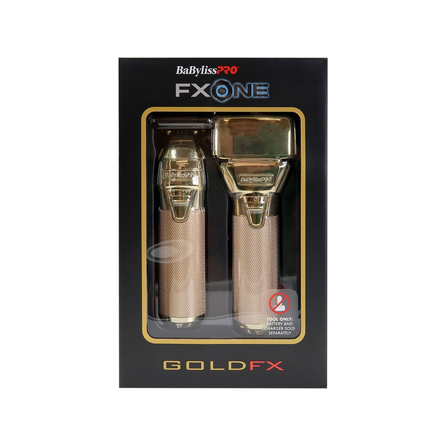 BaByliss Pro FXONE GoldFX Trimmer & Foil Shaver FX1FSTGTO + BaByliss Pro FXONE Dual-Charging Prepack [2 Batteries, 1 Charging Stand] FXC2BPPK