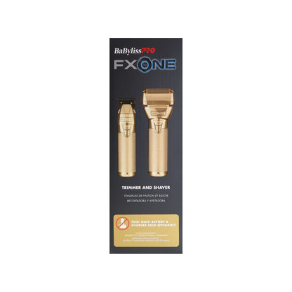 BaByliss Pro FXONE GoldFX Trimmer & Foil Shaver FX1FSTGTO + BaByliss Pro FXONE Dual-Charging Prepack [2 Batteries, 1 Charging Stand] FXC2BPPK + BaByliss Pro Fade Brush + BaByliss Pro Professional Cutting Cape