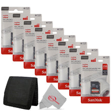 8x SanDisk Ultra 256GB UHS-I 100MB/s Class 10 SDXC Memory Card + Card Wallet