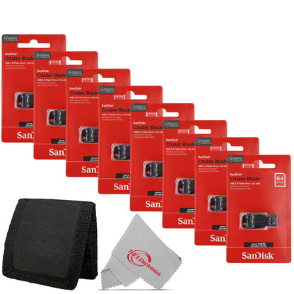8x SanDisk Cruzer Blade USB Flash Drive - 64GB (Red) + Card Wallet