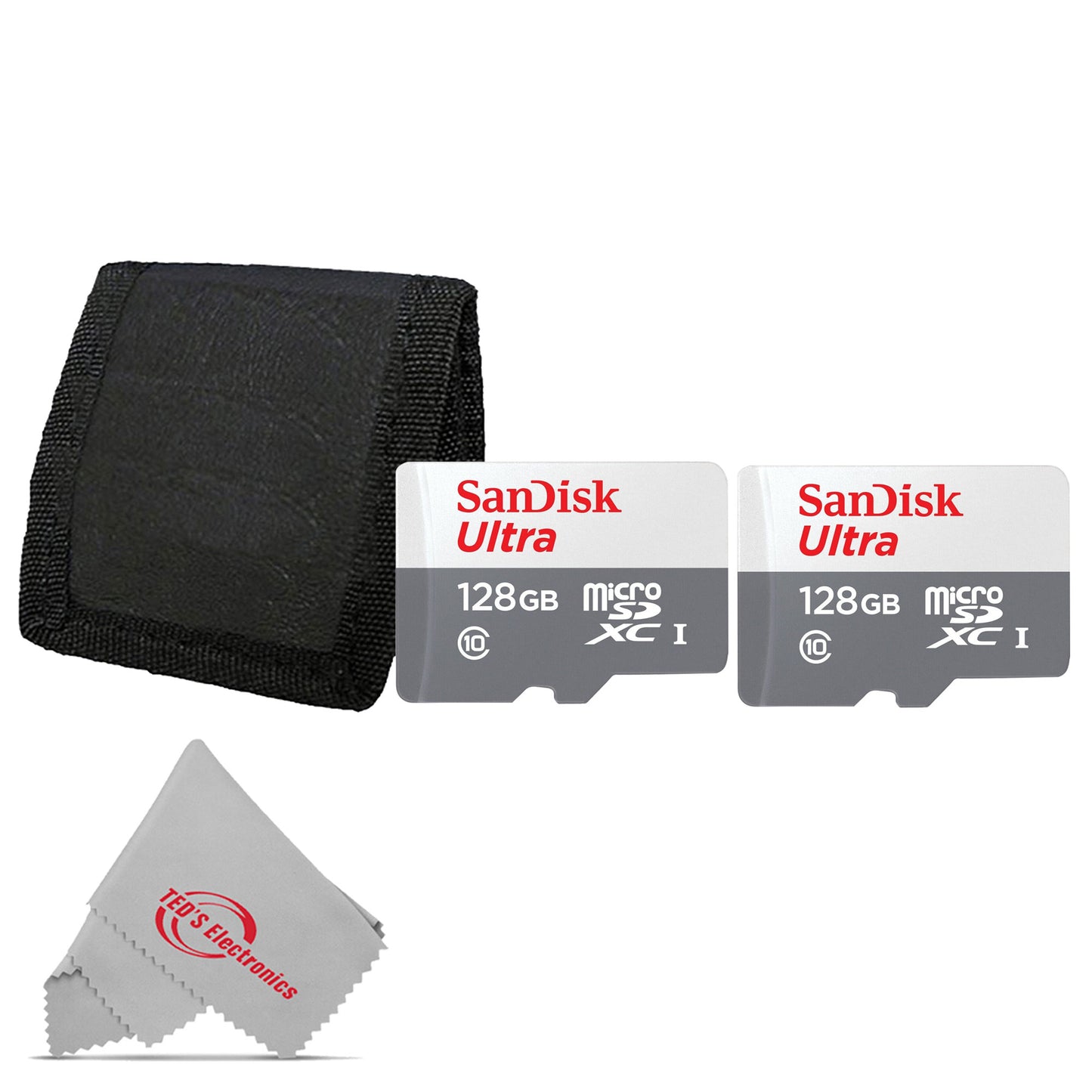 2x SanDisk 128GB Ultra UHS-I microSDXC Memory Card with SD Adapter + Card Wallet