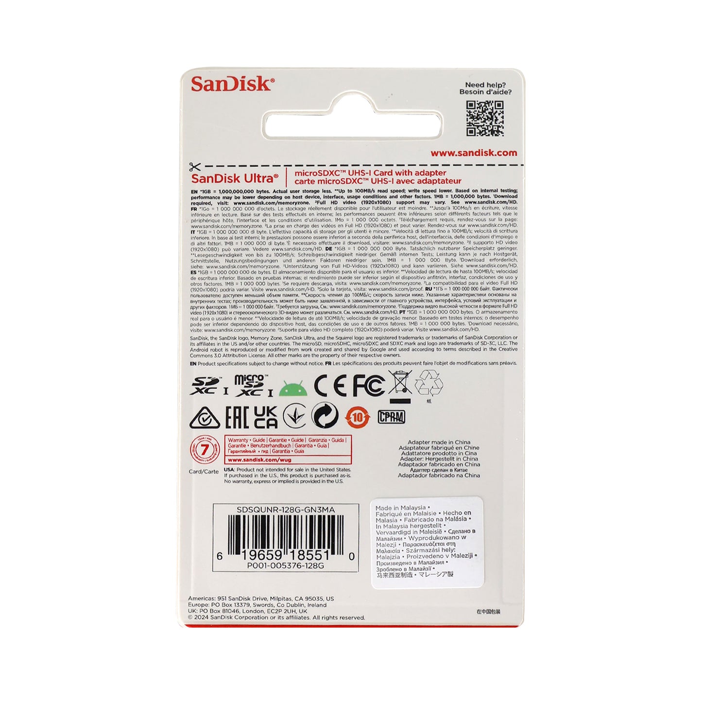 2x SanDisk 128GB Ultra UHS-I microSDXC Memory Card with SD Adapter + Card Wallet