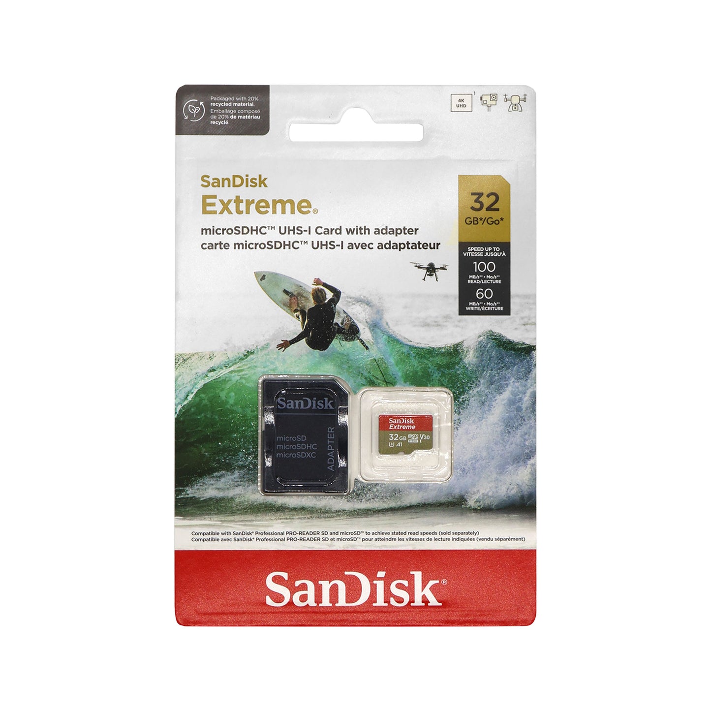 5x SanDisk 32GB Extreme UHS-I microSDHC Memory Card with SD Adapter + Card Wallet