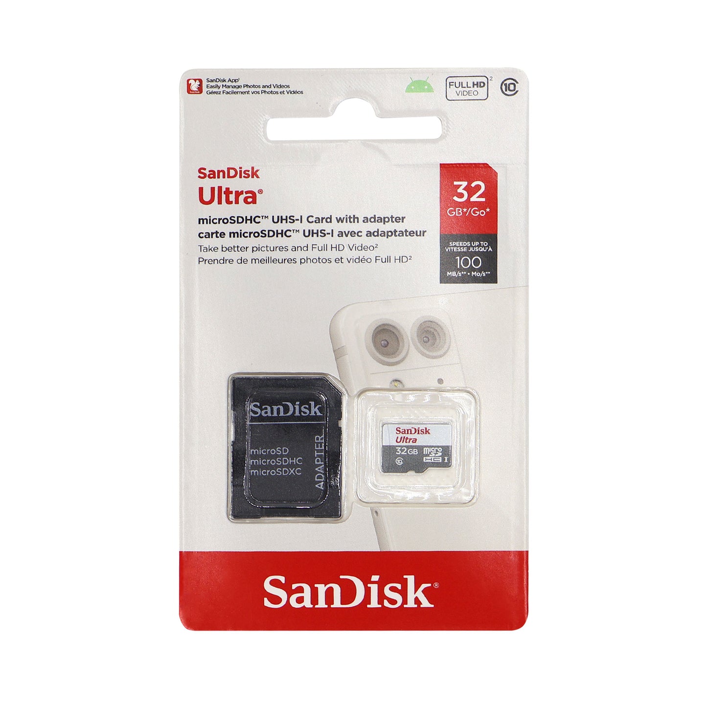 2x SanDisk 32GB Ultra UHS-I microSDHC Memory Card with SD Adapter + Card Wallet