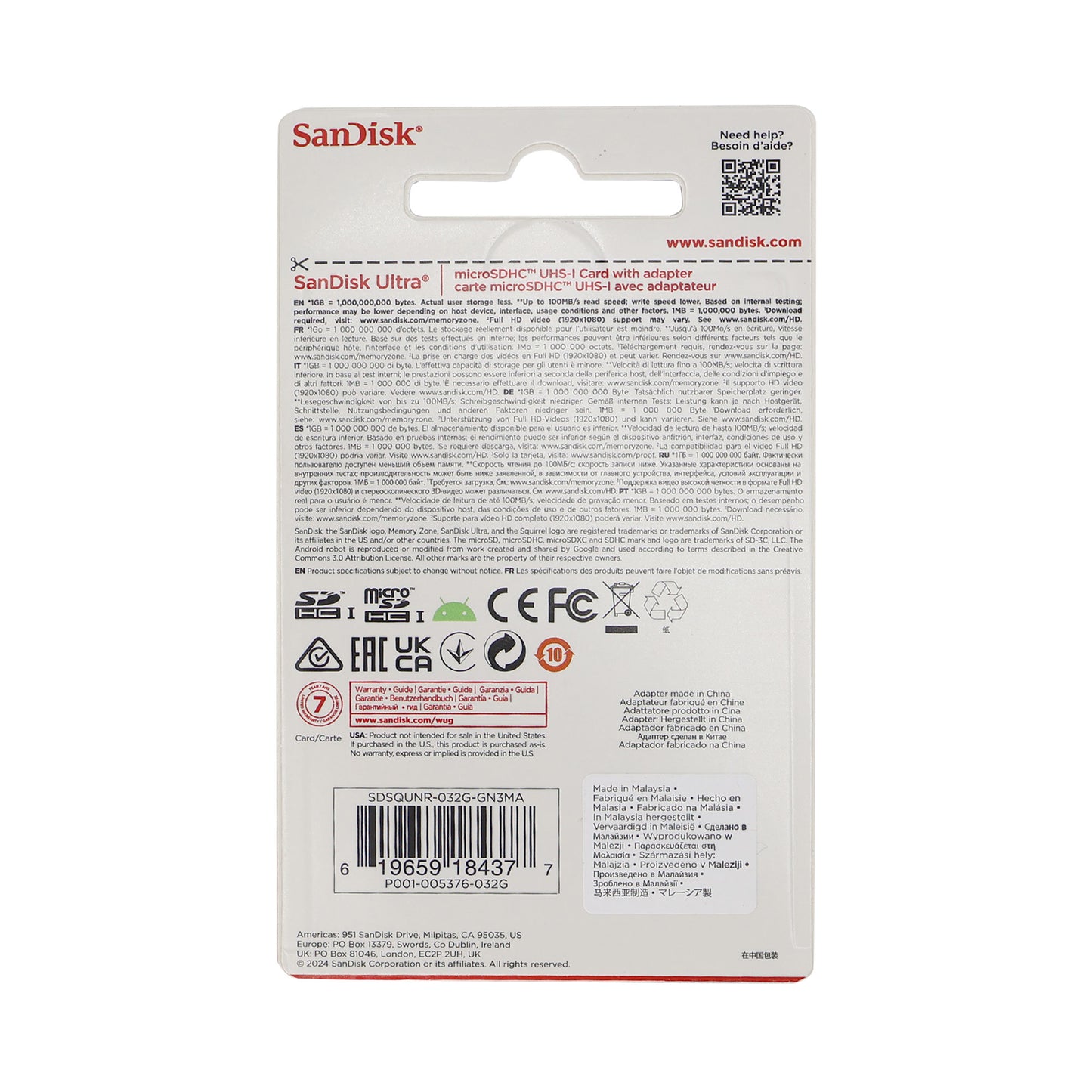 3x SanDisk 32GB Ultra UHS-I microSDHC Memory Card with SD Adapter + Card Wallet