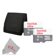 2x SanDisk 16GB Ultra UHS-I microSDHC Memory Card with SD Adapter + Card Wallet