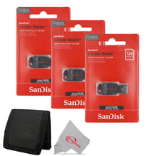 3x SanDisk Cruzer Blade USB Flash Drive - 128GB (Red) + Card Wallet