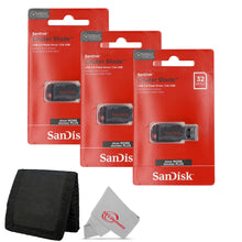 3x SanDisk Cruzer Blade USB Flash Drive - 32GB (Red) + Card Wallet