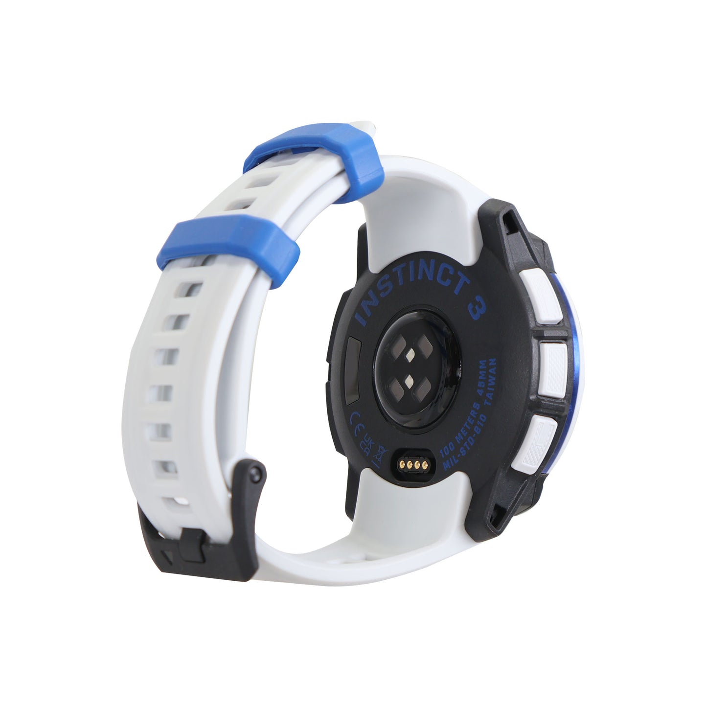 Garmin Instinct 3 Solar GPS Smartwatch 45 mm, Silicone Band (Whitestone with Whitestone/Bolt Blue)
