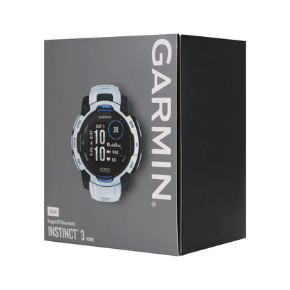 Garmin Instinct 3 Solar GPS Smartwatch 45 mm, Silicone Band (Whitestone with Whitestone/Bolt Blue)