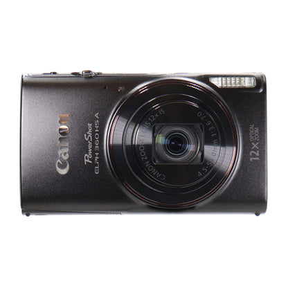 Canon PowerShot ELPH 360 HS A Digital Camera (Black) with SanDisk Ultra 64GB microSDXC Card and Compact Protective Camera Case