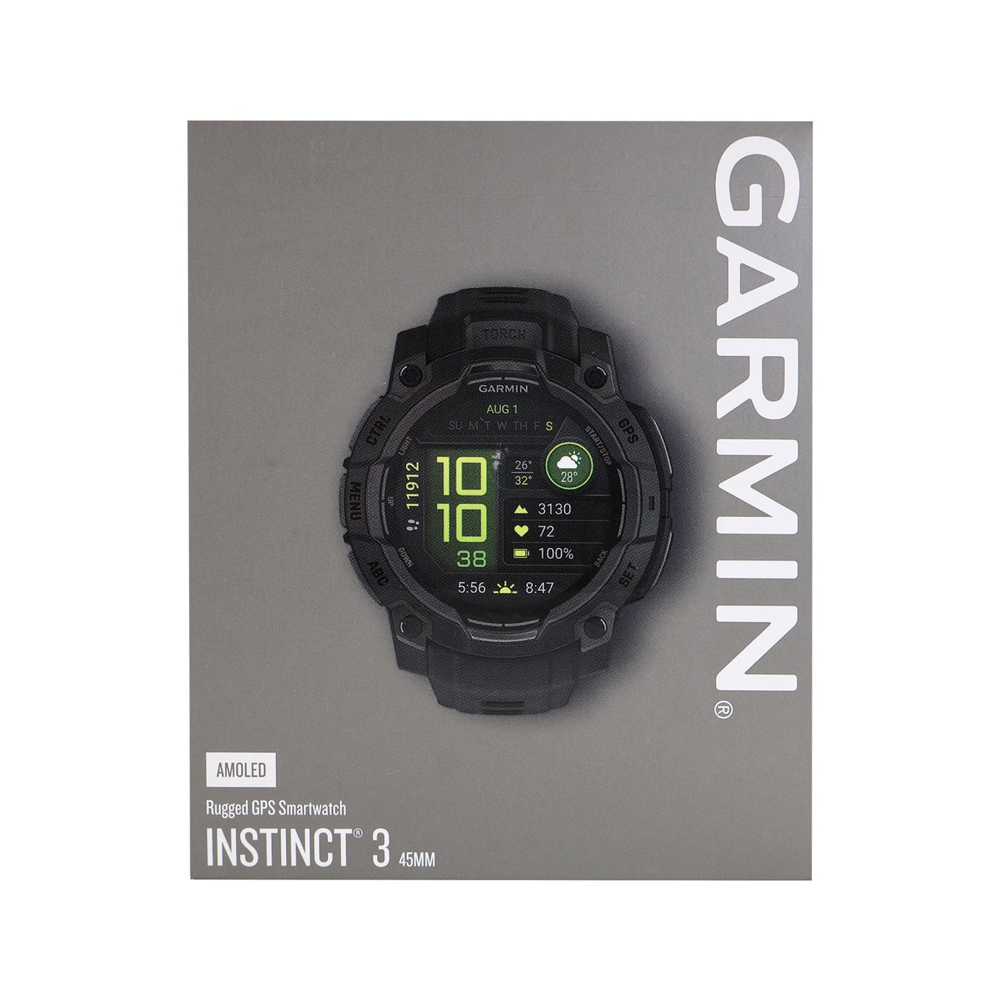 Garmin Instinct 3 AMOLED Rugged Outdoor GPS Smartwatch - 45mm, Silicone Band (Black)