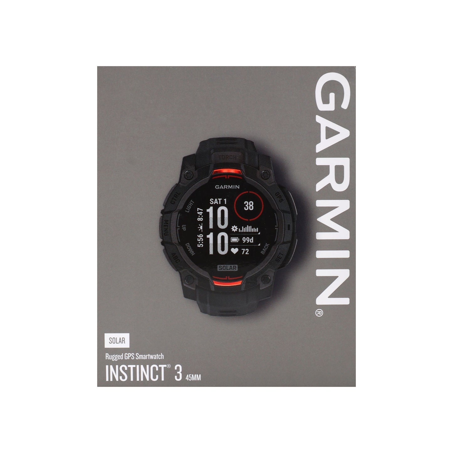 Garmin Instinct 3 Solar Rugged Outdoor GPS Smartwatch - 45mm, Silicone Band (Black)