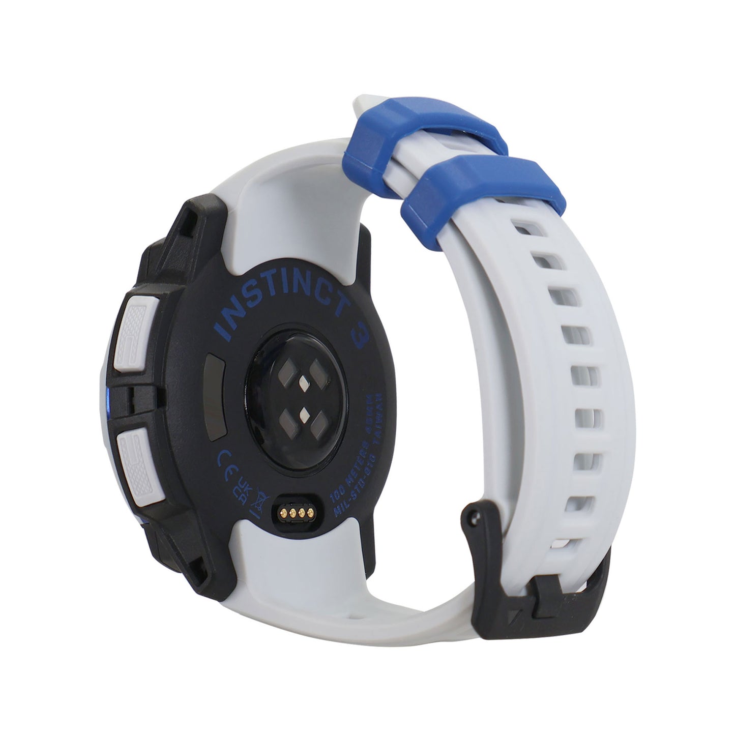 Garmin Instinct 3 Solar GPS Smartwatch 45 mm, Silicone Band (Whitestone with Whitestone/Bolt Blue) Bundle