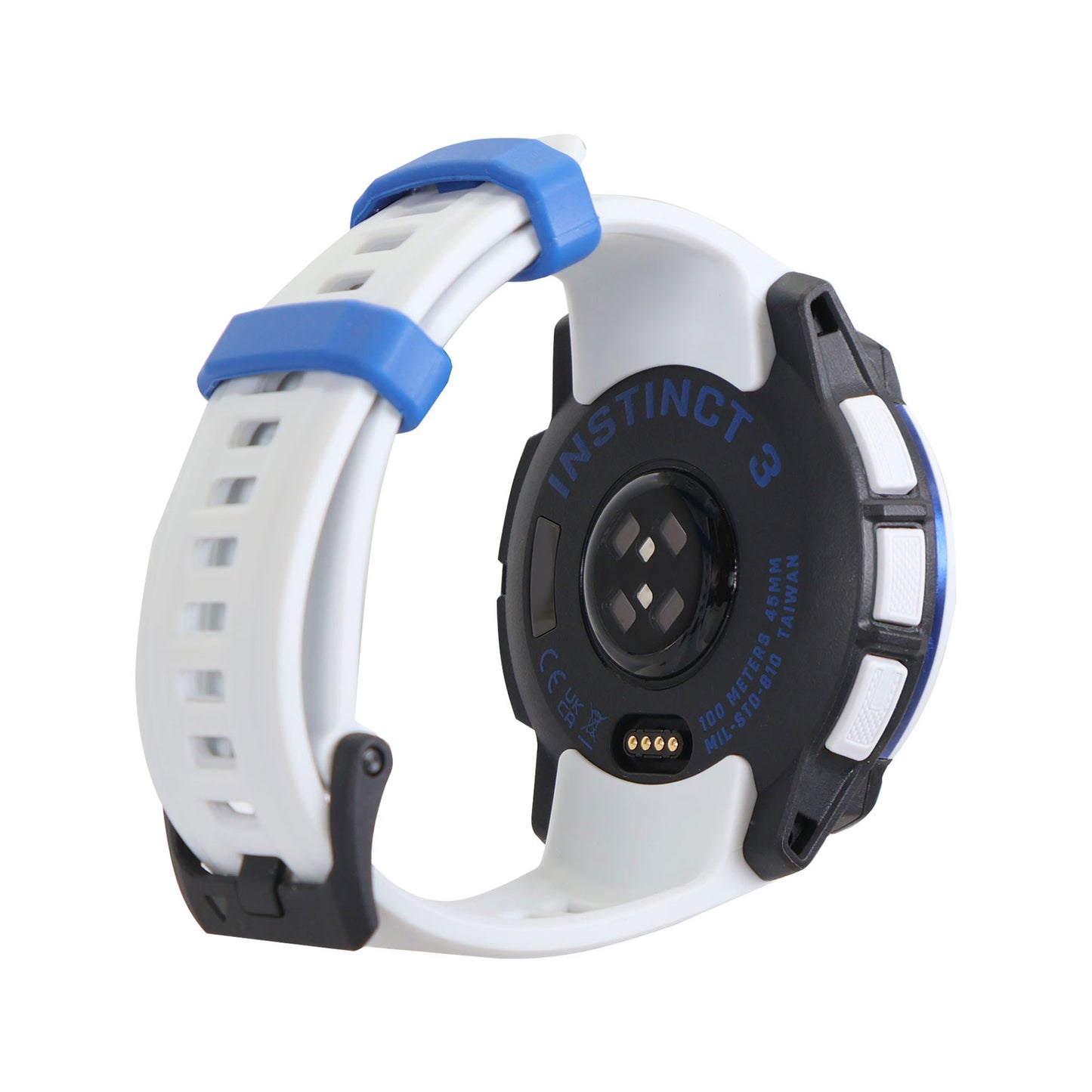 Garmin Instinct 3 Solar GPS Smartwatch 45 mm, Silicone Band (Whitestone with Whitestone/Bolt Blue) Bundle