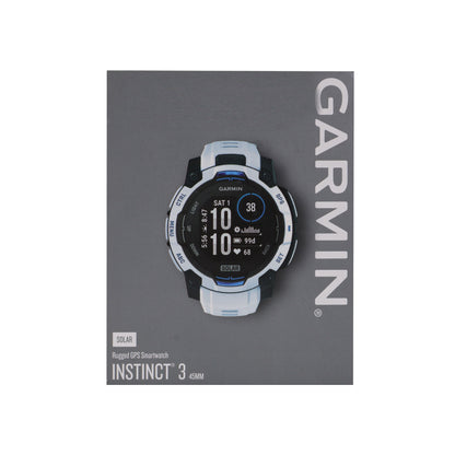 Garmin Instinct 3 Solar GPS Smartwatch 45 mm, Silicone Band (Whitestone with Whitestone/Bolt Blue) Bundle