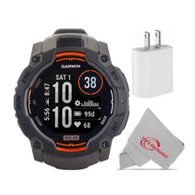 Garmin Instinct 3 Solar Rugged Outdoor GPS Smartwatch - 50mm, Silicone Band (Charcoal) Bundle
