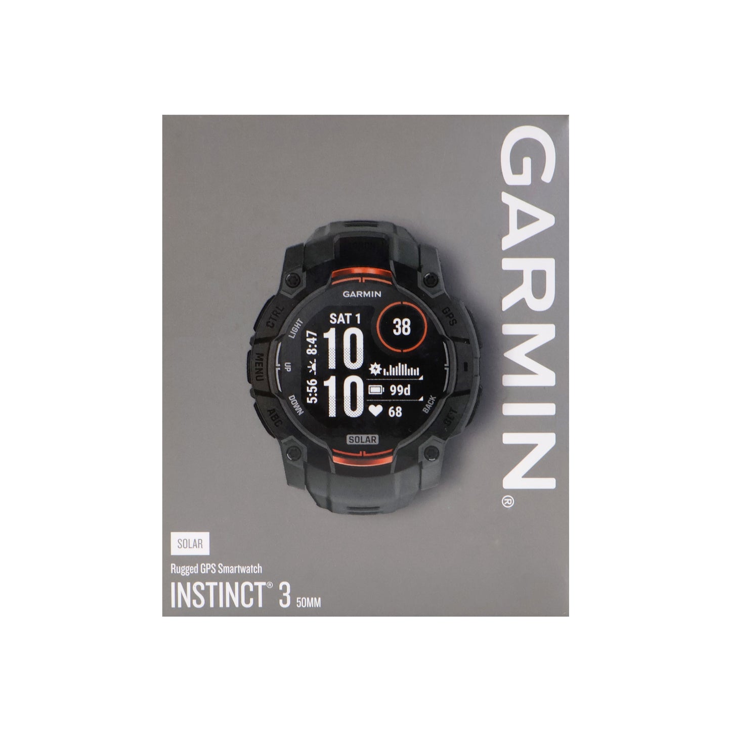 Garmin Instinct 3 Solar Rugged Outdoor GPS Smartwatch - 50mm, Silicone Band (Charcoal) Bundle