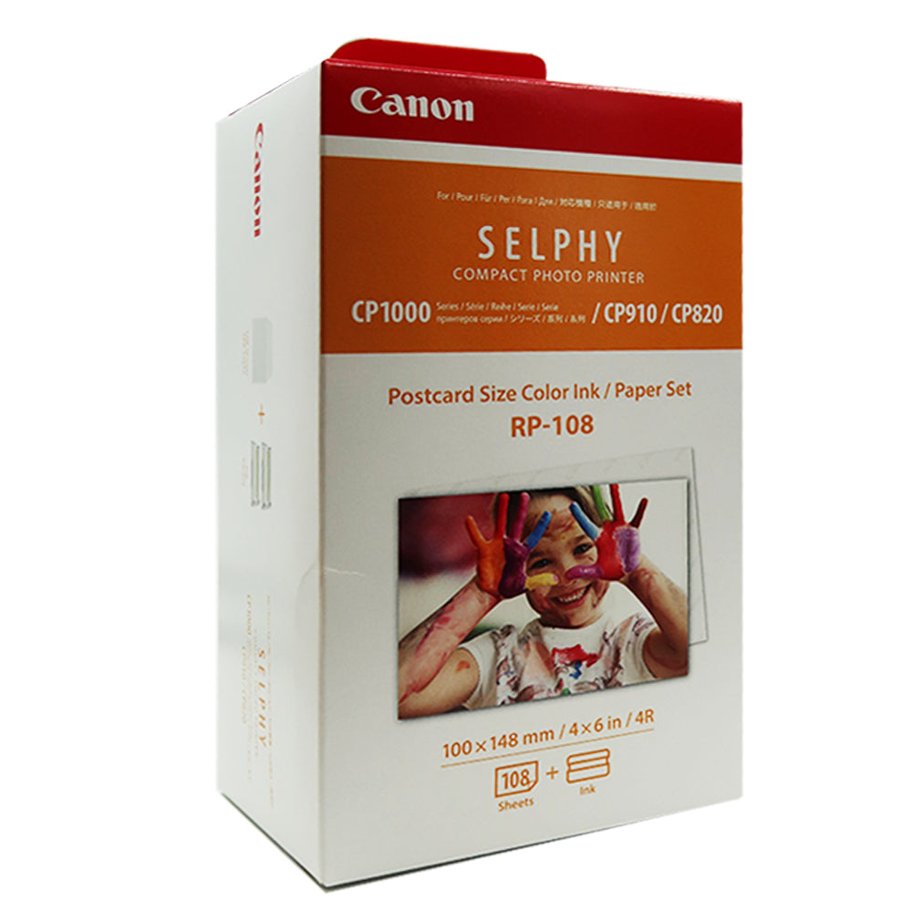 Canon SELPHY CP1500 Compact Photo Printer (White) with 2x Canon RP-108 High-Capacity Color Ink, Paper Set and Cleaning Kit