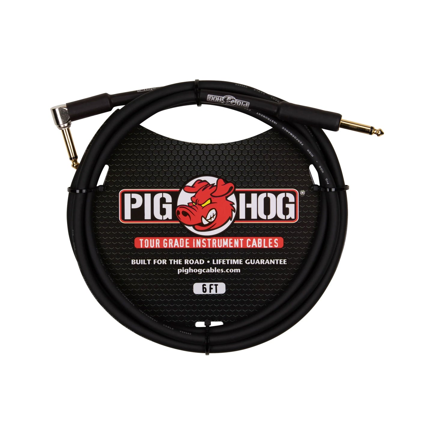 5 Unit Pig Hog 6ft 1/4" - 1/4" Right Angle 8mm Instrument Cable