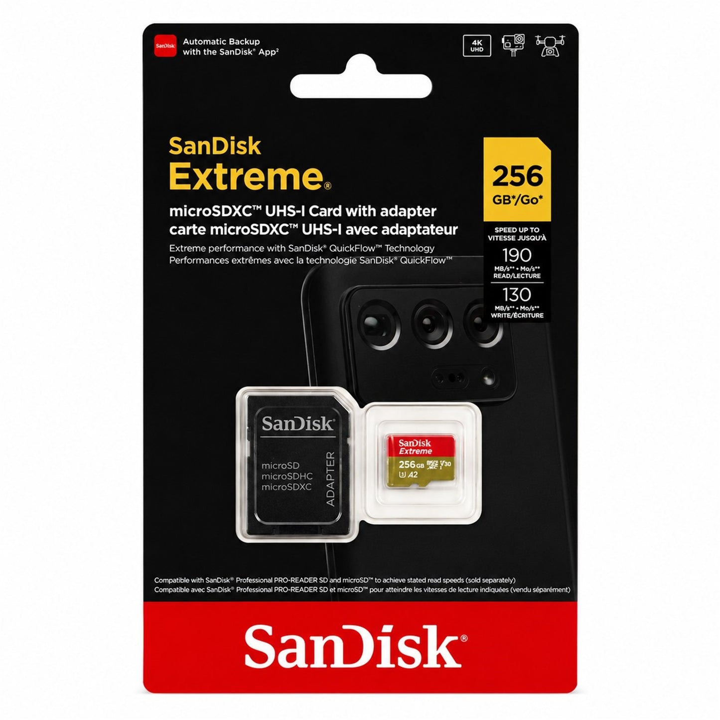 SanDisk Extreme microSDXC UHS-I 256GB Memory Card with Adapter