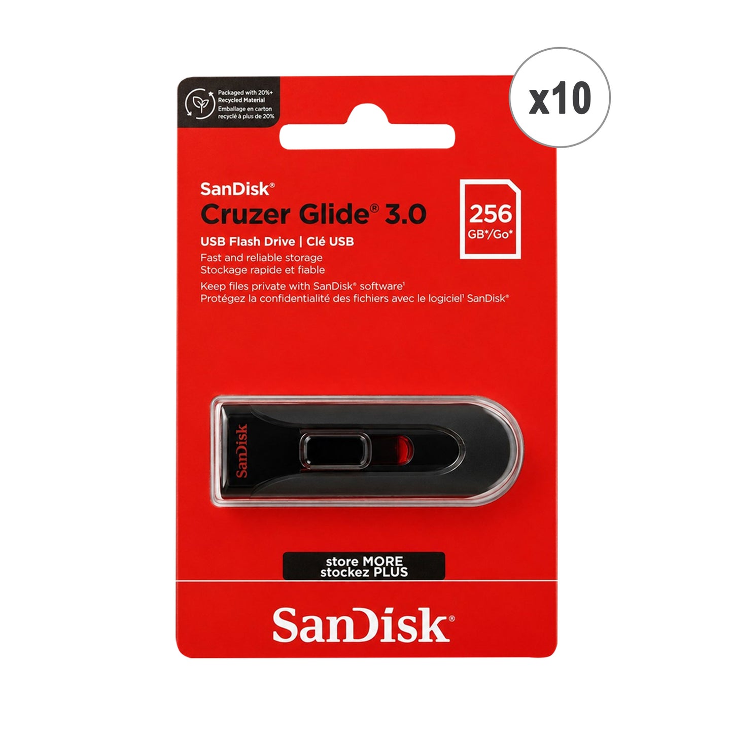SanDisk Cruzer Glide 256GB USB 3.0 Flash Drive 10-Pack