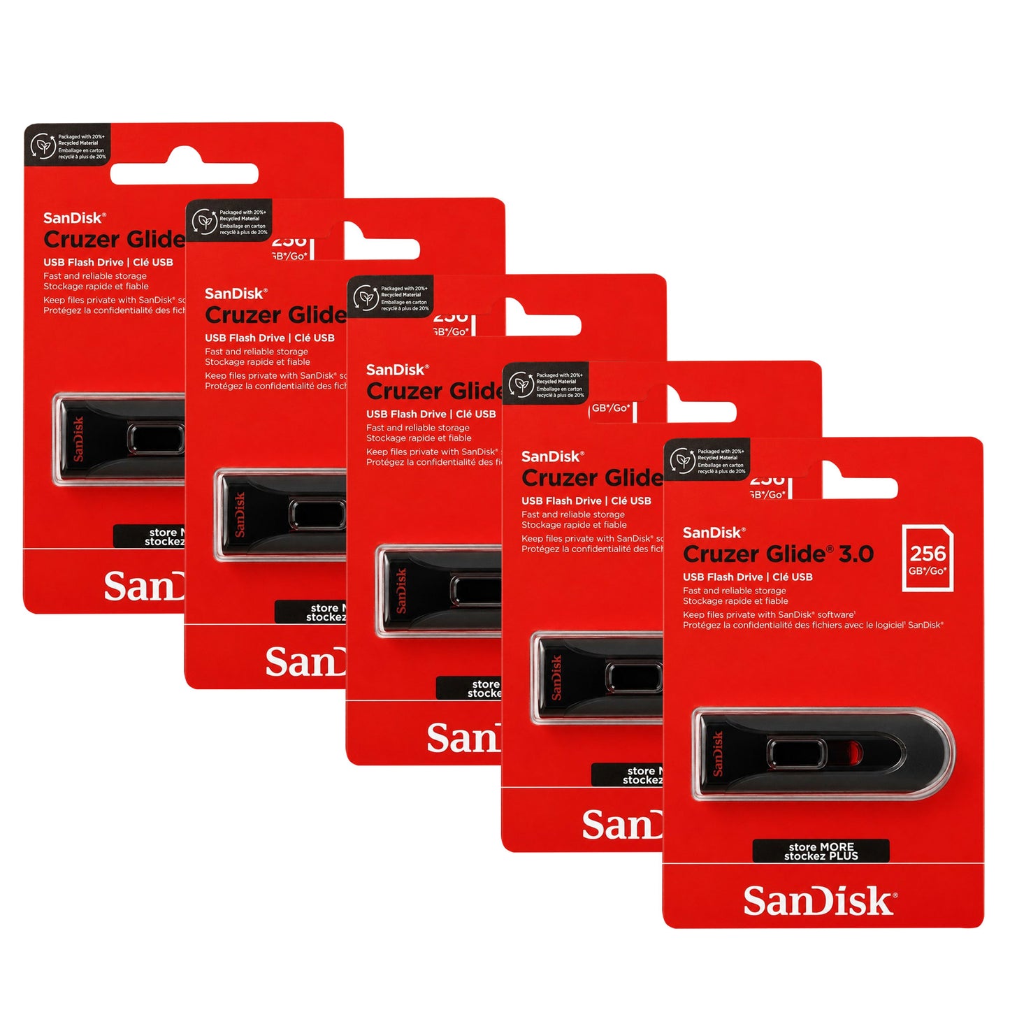 SanDisk Cruzer Glide 256GB USB 3.0 Flash Drive 5-Pack