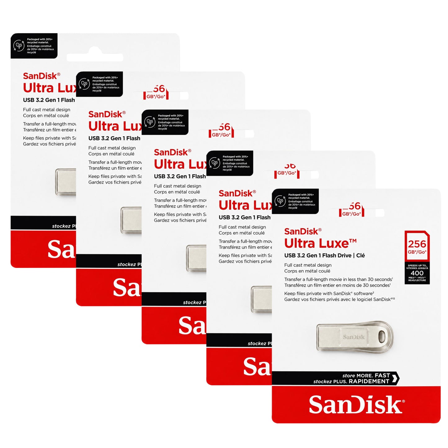 SanDisk Ultra Shift USB 3.2 Gen 1 256GB Flash Drive 5-Pack