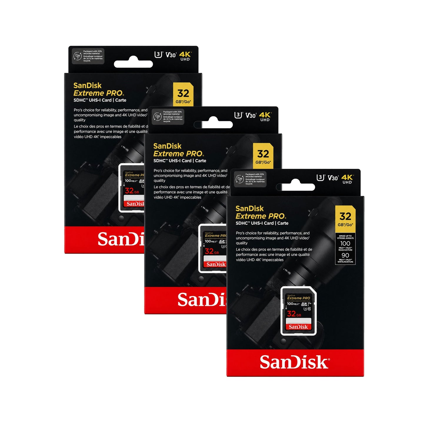 SanDisk Extreme Pro 32GB SDHC UHS-I Memory Card 3-Pack