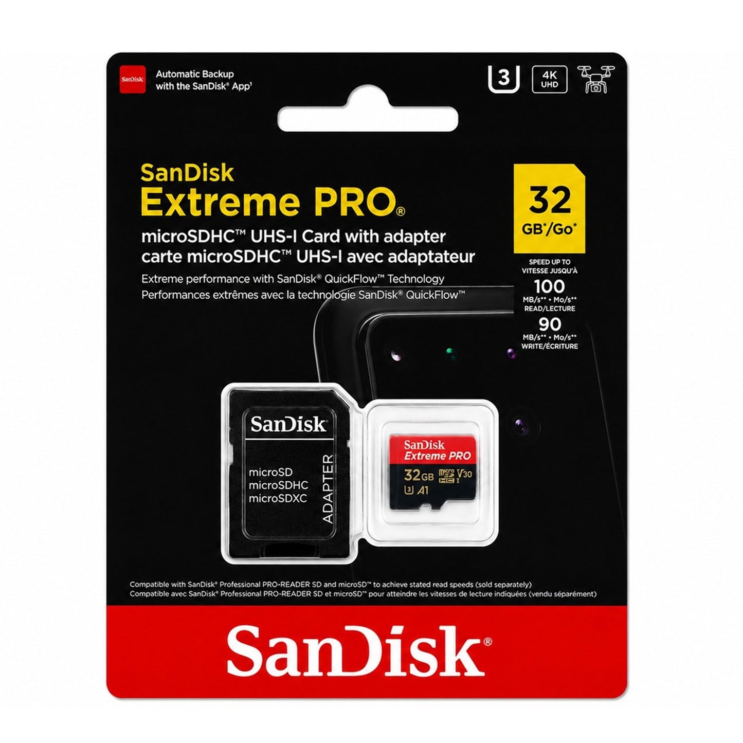 SanDisk Extreme Pro 32GB microSDHC Memory Card with SD Adapter up to 100 MB/s, Class 10