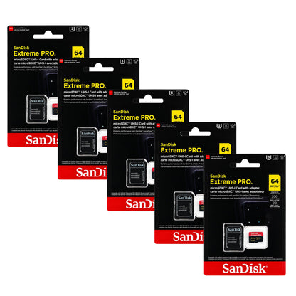 SanDisk Extreme Pro 64GB microSDXC Card with SD Adapter 5-Pack