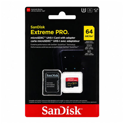 SanDisk Extreme Pro 64GB microSDXC Card with SD Adapter 3-Pack