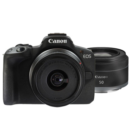 Canon EOS R50 Mirrorless Camera with RF-S 18-45mm f/4.5-6.3 IS STM and RF 50mm f/1.8 STM Lens